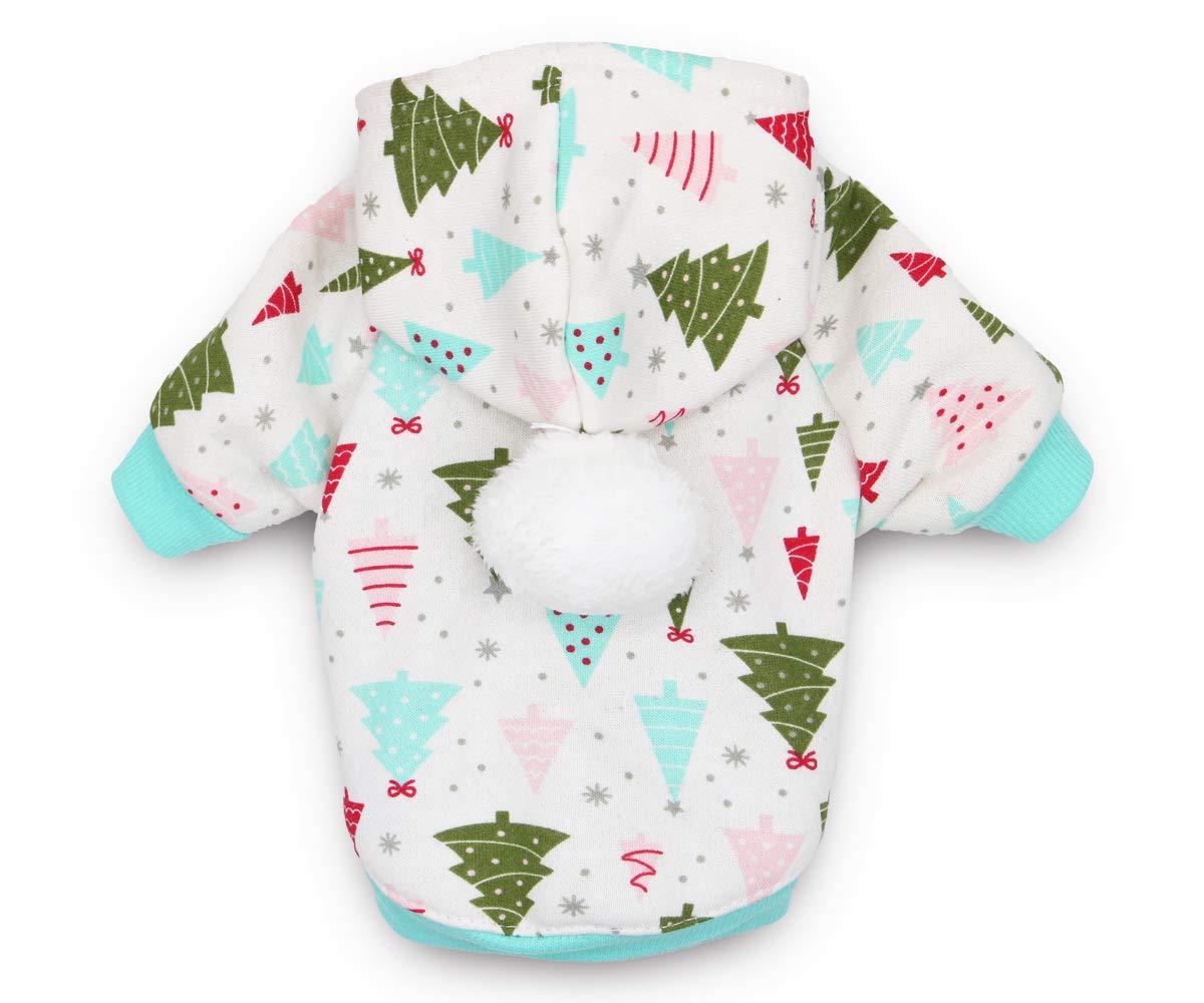 DroolingDog Pet Dog Fleece Hoodie Christmas Tree Puppy Shirts for Small Dogs, Small