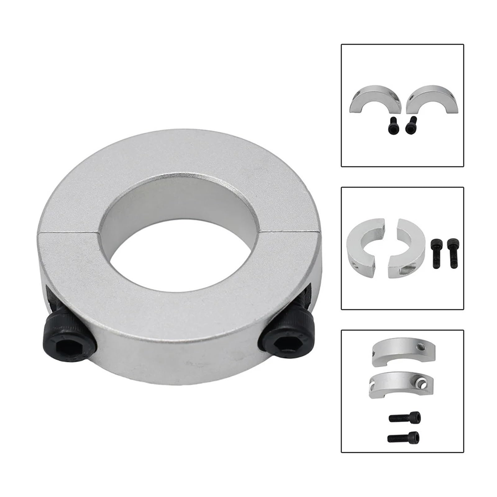 Collarín de eje para guía lineal, Abrazadera de eje dividido doble Aleación aluminio Plata 45 mm-60 mm(45mm)