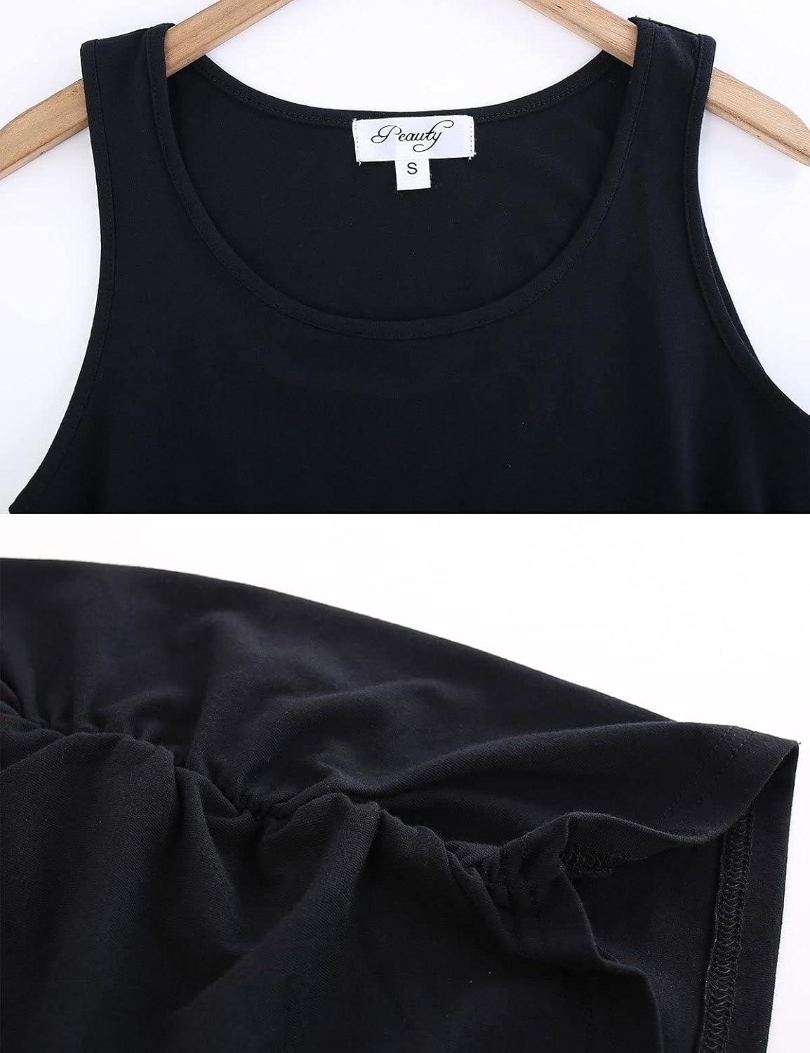 Peauty "Long Enough to Cover Hip Maternity Side Ruch Tank Tops/Basic Maternity Tops for Summer Casual Wear (S-3XL) - Image 5