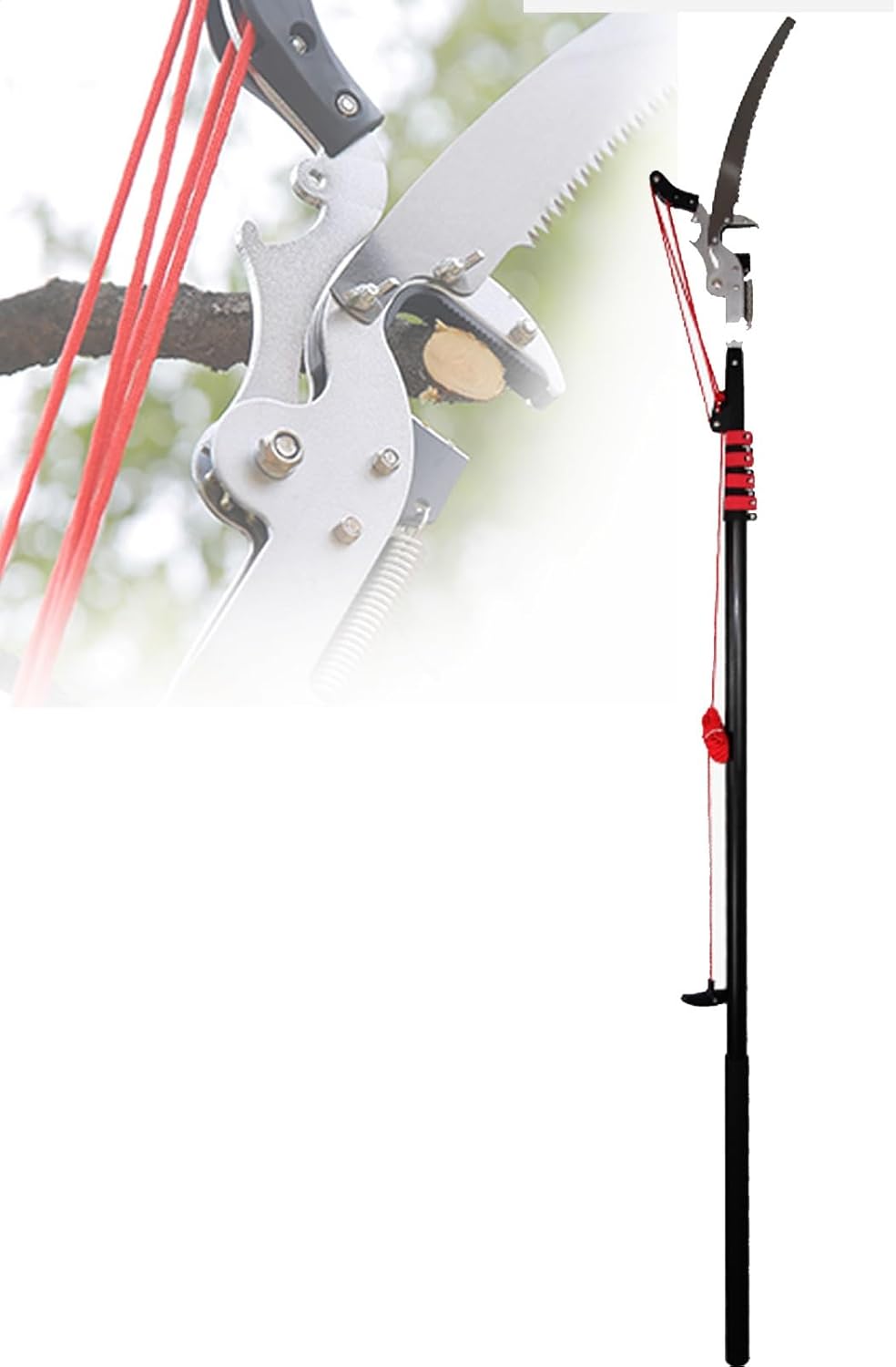 Telescopic Tree Lopper Gardening Heavy Duty Long Reach Loppers Pole Pruning Saw with Scissors Telescopic Tree Pruner Extendable Ratchet Pulley Pole Pruner Hand Garden Loppers(7.2M (24FT))