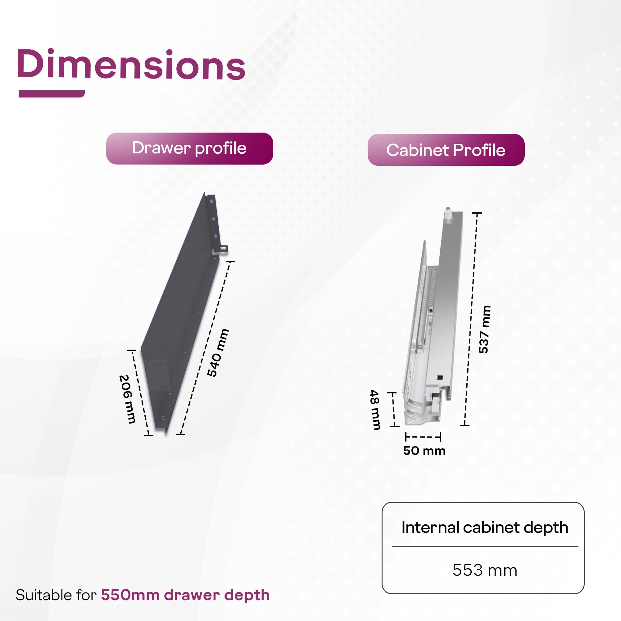 Godrej Slim Drawer Slides - Soft Close & 35kg Load -6 Godrej Slim Drawer Slides - Soft Close & 35kg Load -6