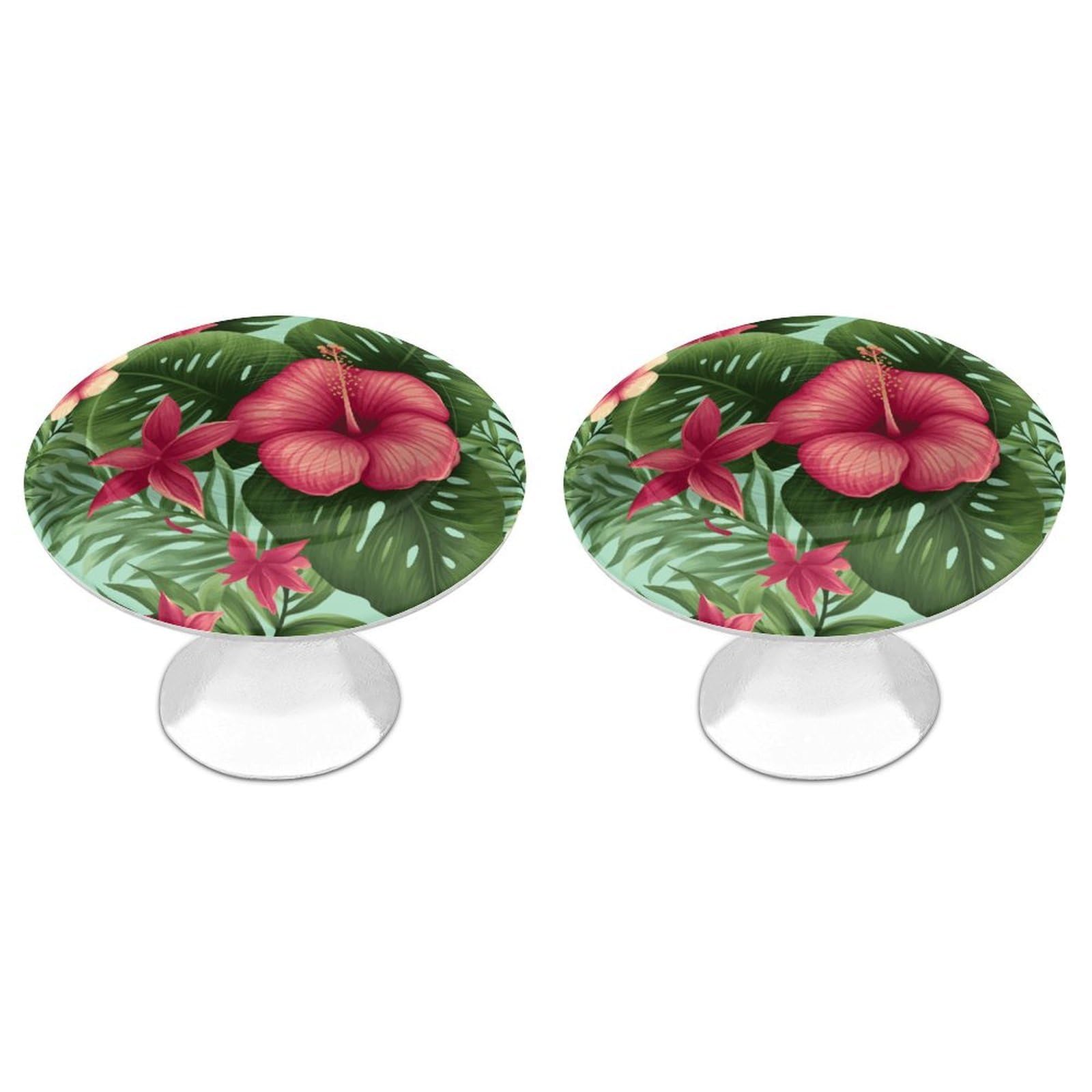 Btcowzrv Style Tropical Hibiscus 2 Pack Cabinet Knobs Drawer Pulls