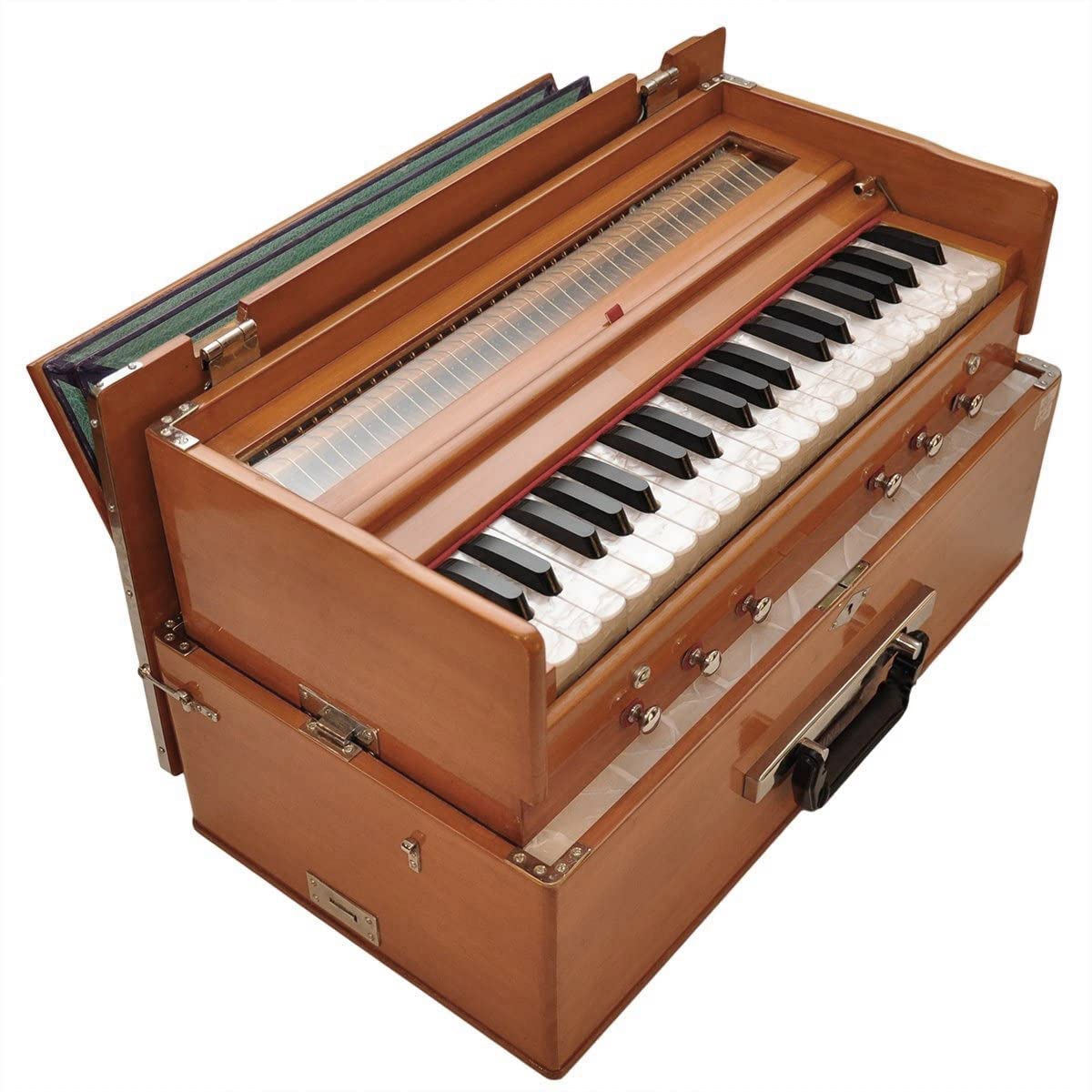 Harmonium 432 Hz Bhajan Kirtan Yoga 3¼ ottave - lucidatura classica naturale - portatile, pieghevole, 6 tappi