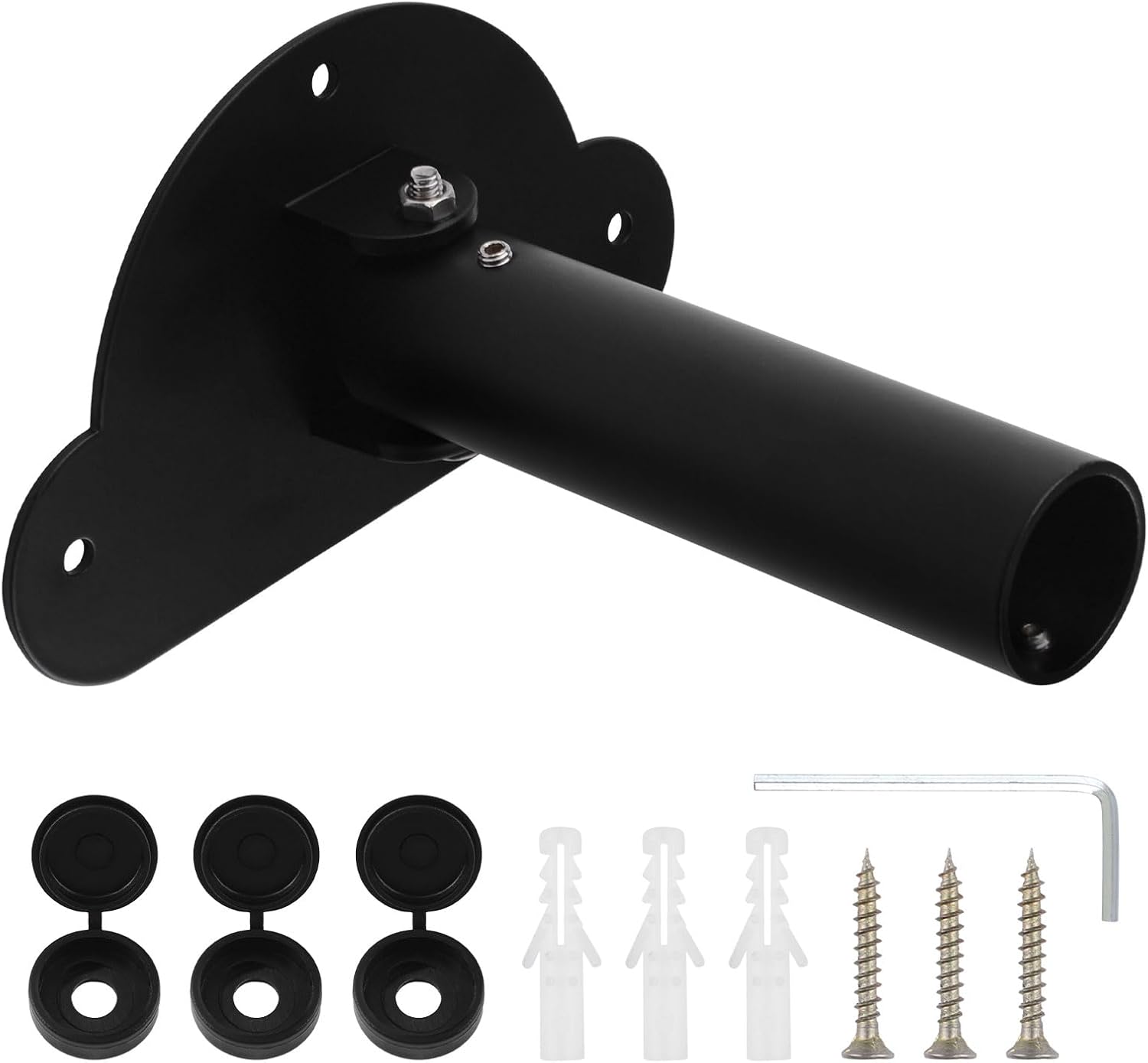 4pcs Shower Curtain Rod Bracket Black Flange Closet Rod Holder for Wall Mounting Titanium Steel Single Swivel Flange Rod Bracket with Screws