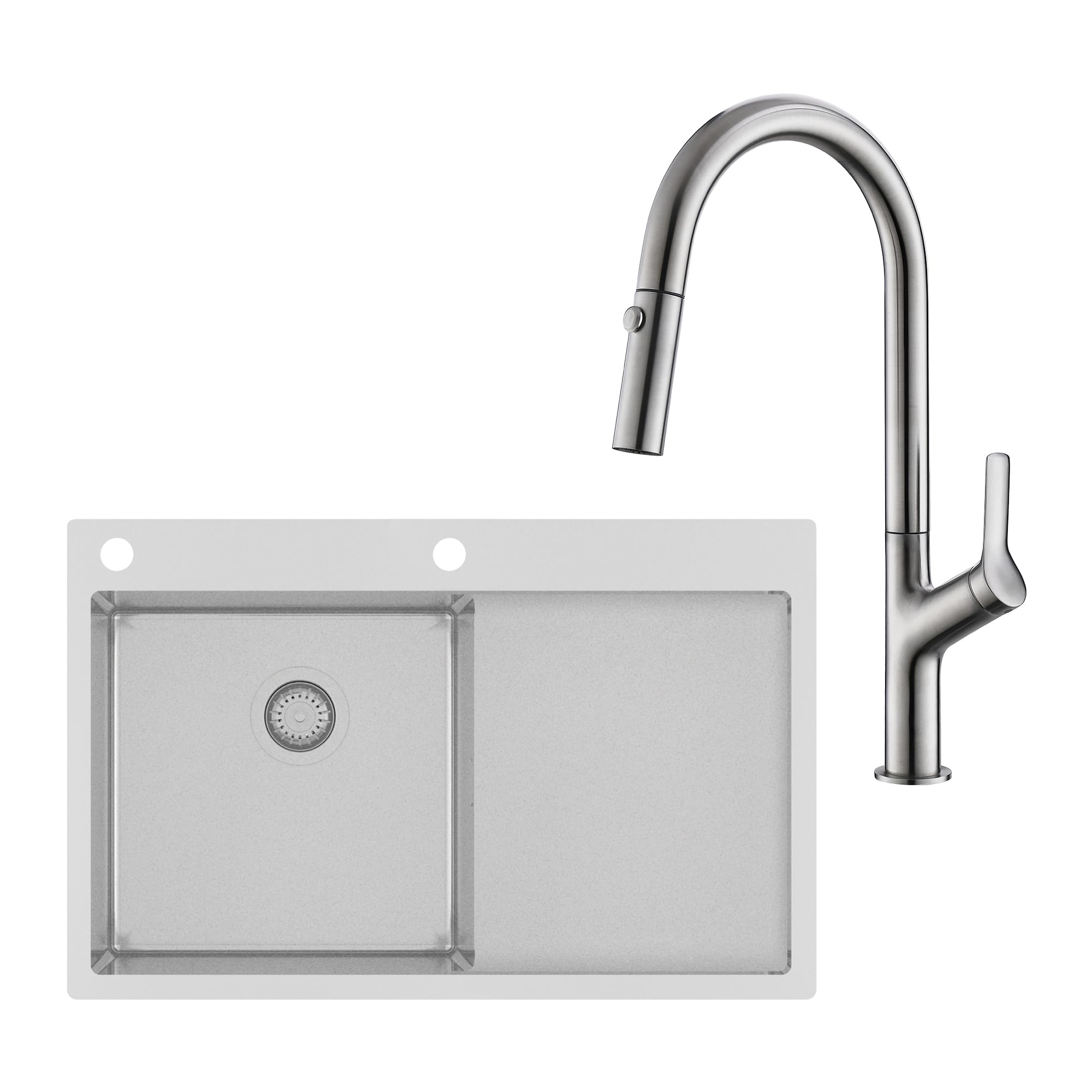 Edelstahlspüle Gurari TERRA 101 N-L + Küchenarmatur GRATA 7723, Einbau Spüle 780x500 mm, Stainless steel, Rechteckiger