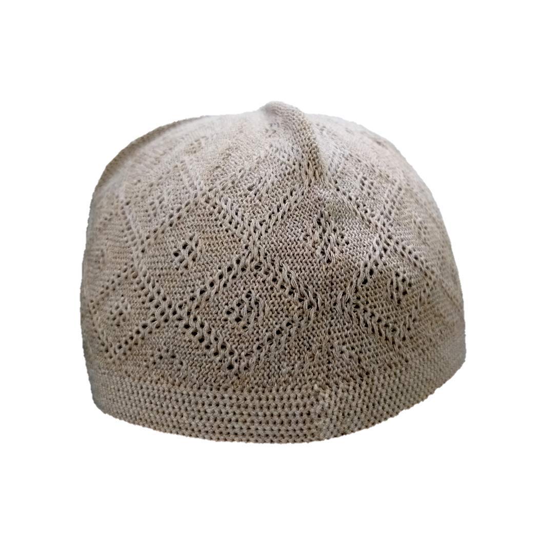 Al-Noor Hi-Quality Men's Cotton Threads Koofi Style Muslim Prayer Cap in Dark Wheat Colour