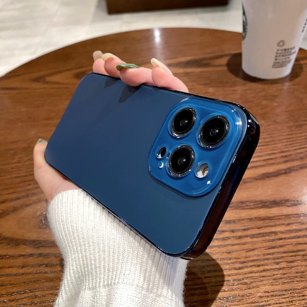 Coque acrylique givré bleu foncé pour iPhone 14 Pro Max
