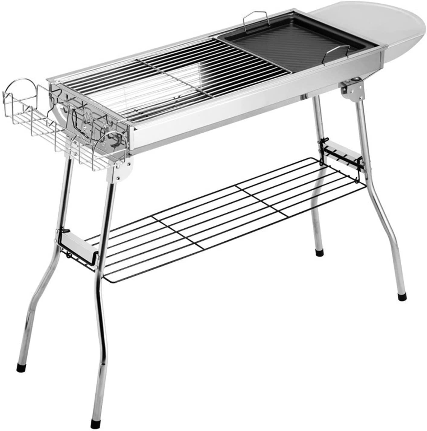 Holzkohlegrill, Barbecue Grill Edelstahl BBQ Smoker Barbecue Folding Portable für Kochen im Freien Camping Wandern Picknicks