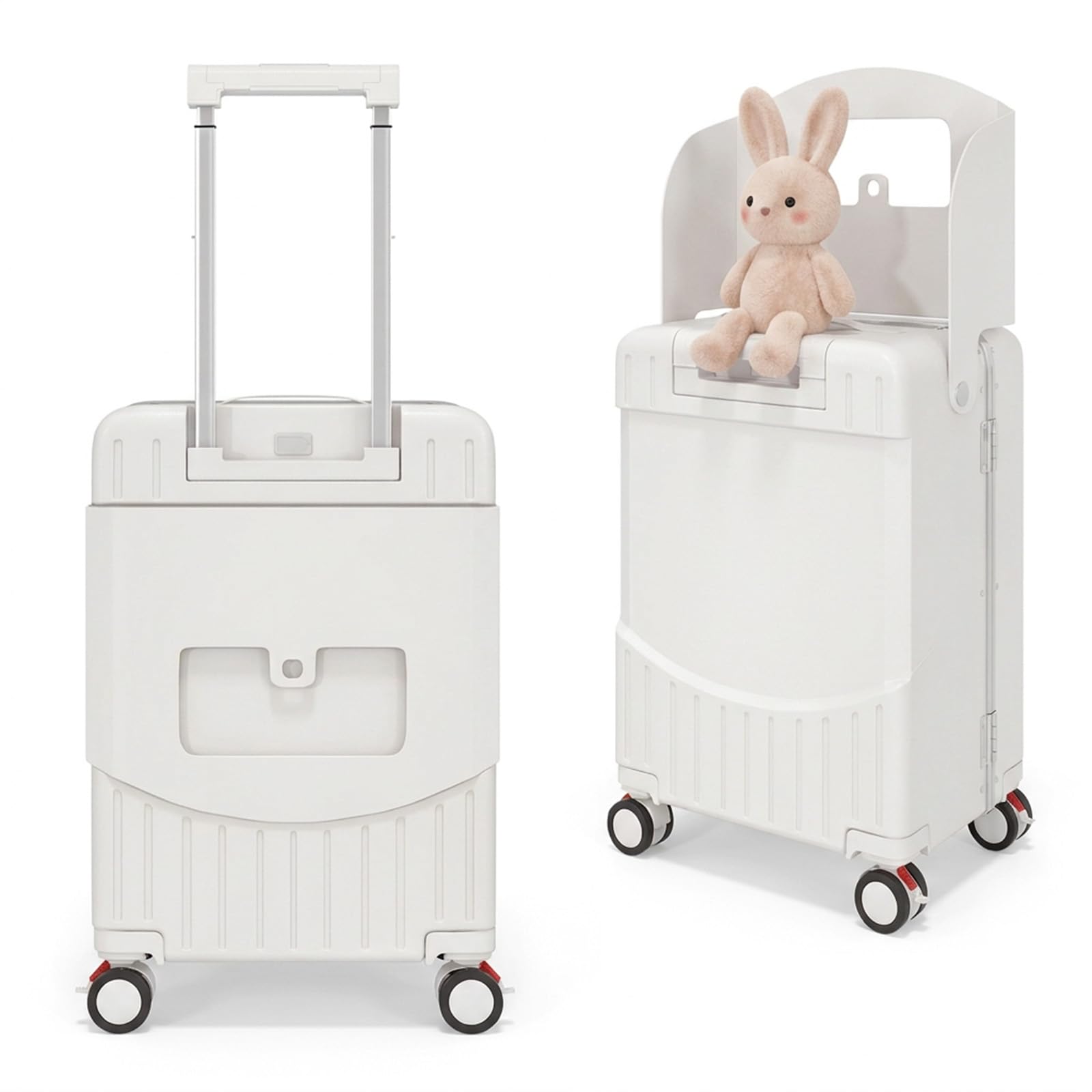 TABU 20" Ride-on Luggage with Seat For Kids & Adults, White | Lightweight, Hardshell, Carry On, Ride On, USB & Type-C Port, 360° Lockable Spinner & TSA Lock