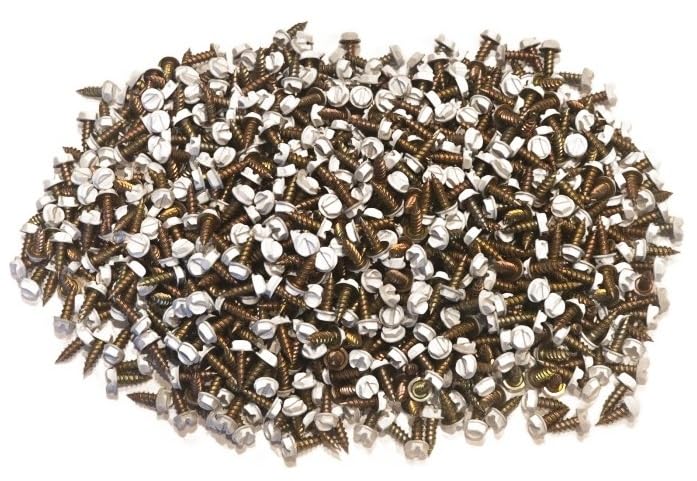 1000 Count White Painted Premium Rain Gutter Screws #8 x 1/2" Long, Zinc Plated, Corrosion Resistant, Self Tapping, Self Starting, Downspout, Sheet Metal Zip Screws, Slotted Hex Head