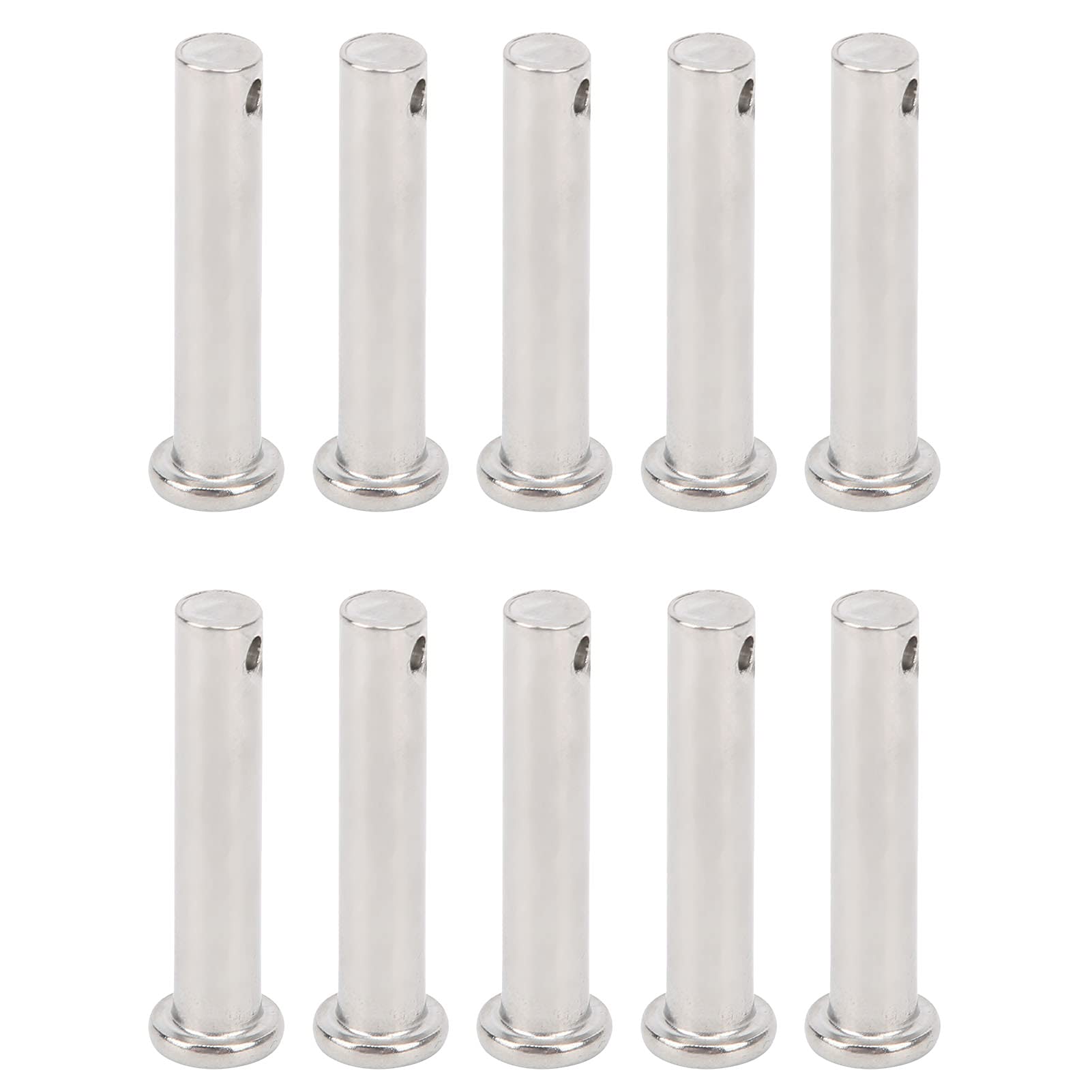 Yuecoom 10Pcs Round Clevis Pins Flat Head 304 Stainless Steel Locating Linear Moving Parts M8x40mm