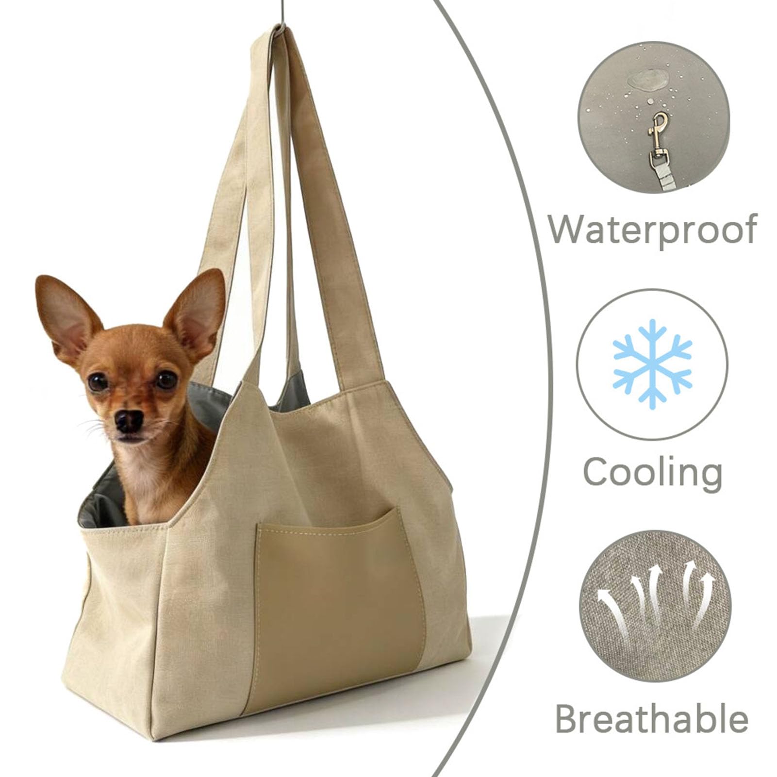 TOPINCN Portamonedas para Perros, Bolso de Nailon Suave, Plegable, Ligero, para Cachorros, para Compras, Viajes, Bolsa de Transporte para Mascotas, para Perros Pequeños, Gatos, (Beige)