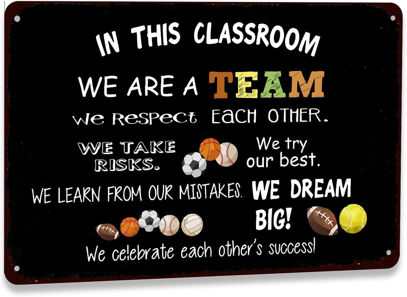 SMAZDFXX Funny Metal Tin Sign in This Classroom We Are a Team Inspirational Wall Art Poster for Shool Teacher's Office Decor Signs 8"x12"