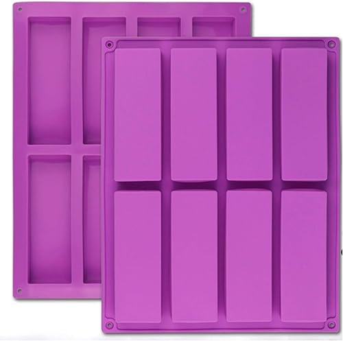 Molde de silicona rectangular grande, 2 unidades de barra de granola de 8 cavidades, moldes de barra de cereales para hornear para barra energética,