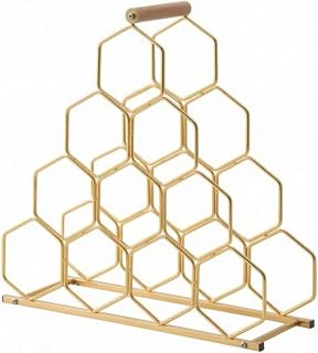 Compact Honeycomb Vintage Rack, Electrophoretic Gold, 10 Bottles