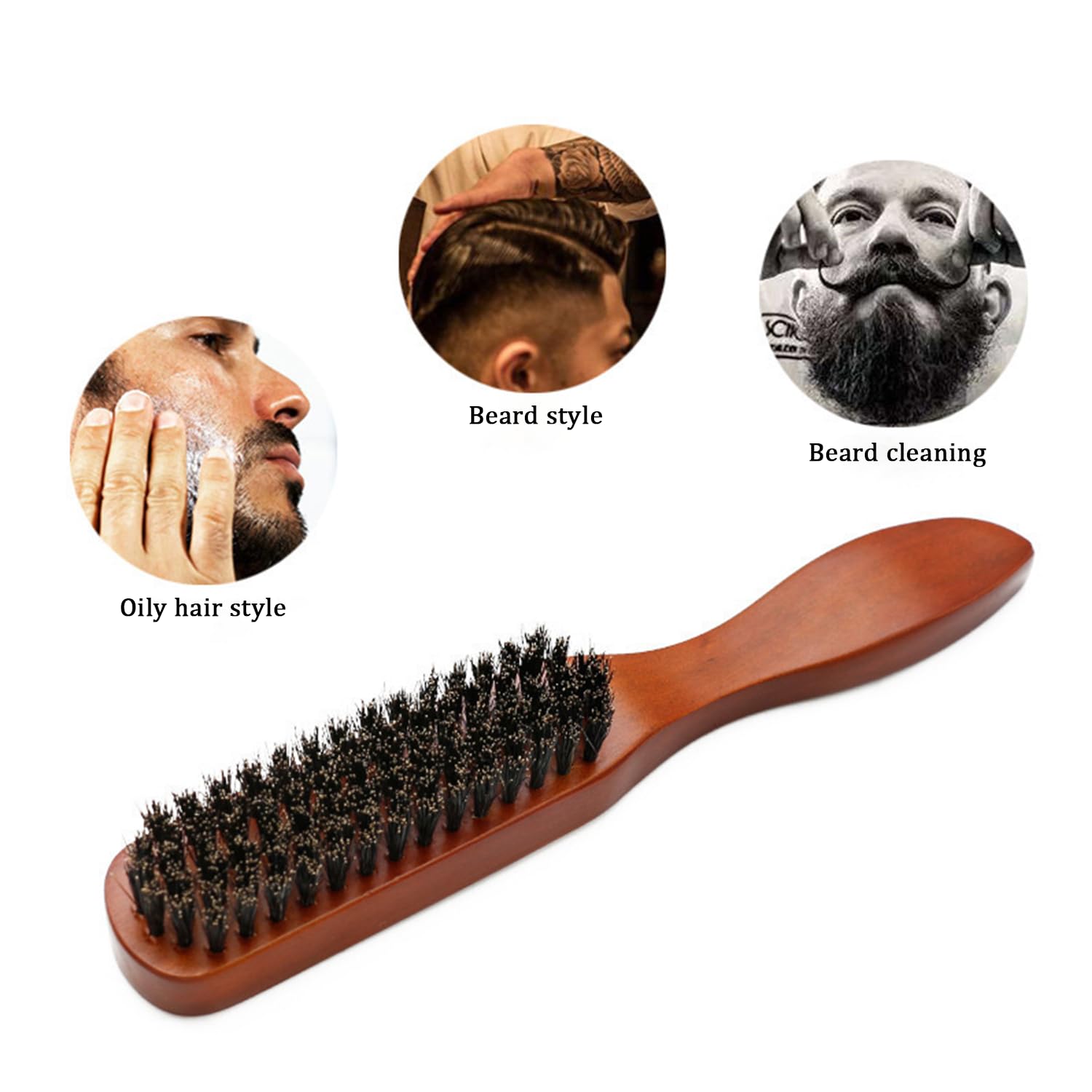 Boar Bristle Hair Brush - Long Paddle Soft Brush for Slick Back Afro, Wet or Curly Hair - Red-Brown Beard Brush for Women and Men - Image 3