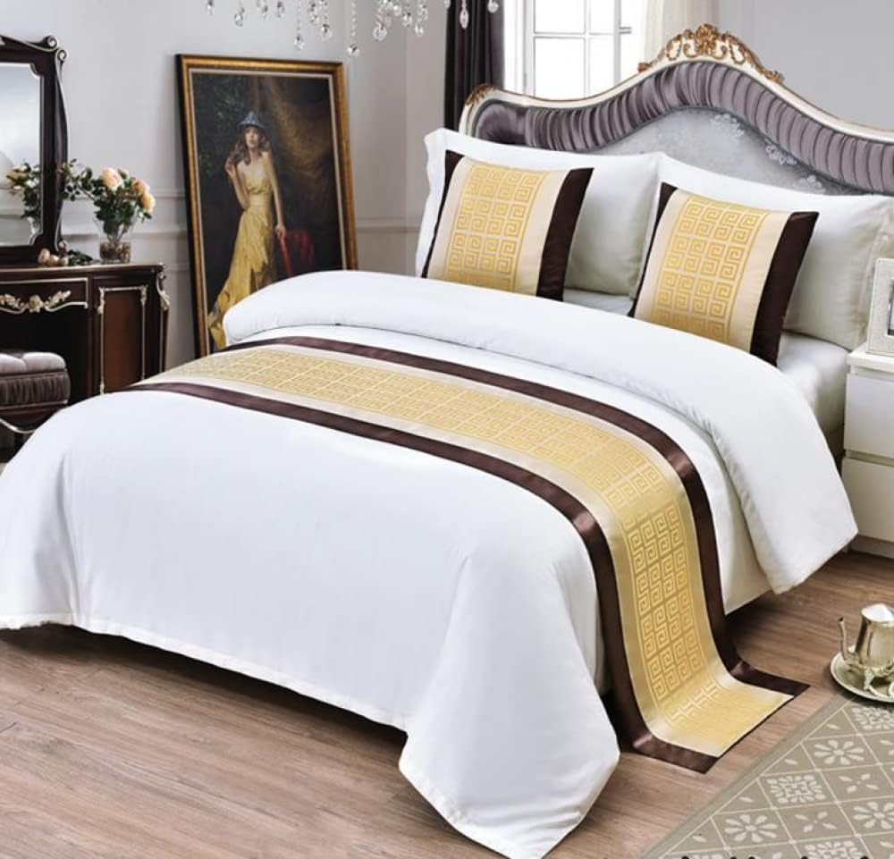 Tophacker Hotel Bed Runner Scarves Bed Scarf Luxury Bedding Bed Foot Decoration Bedroom Hotel Decoration for Queen Size Bed King Size Bed (Color : Gold, Size : 2 Pillowcases(18"x18"))