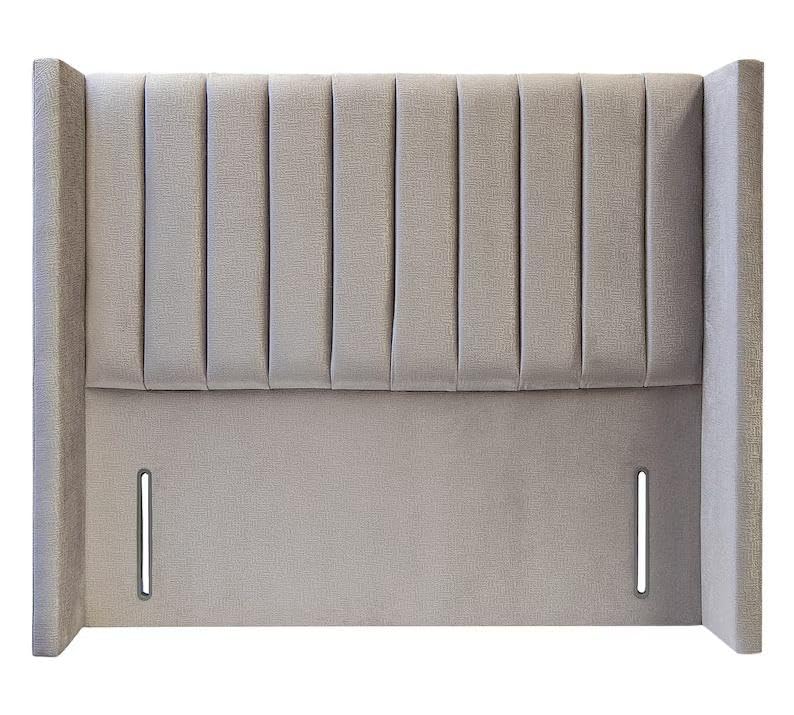 BONANZA SLEEP Winged Panel Bed Headboard 54 Inch Double | Floor Standing Padded Fabric Headboard for Divan | Modern Bedroom Furniture | Available in All UK Sizes (Cream Plush, 4ft6 Double)