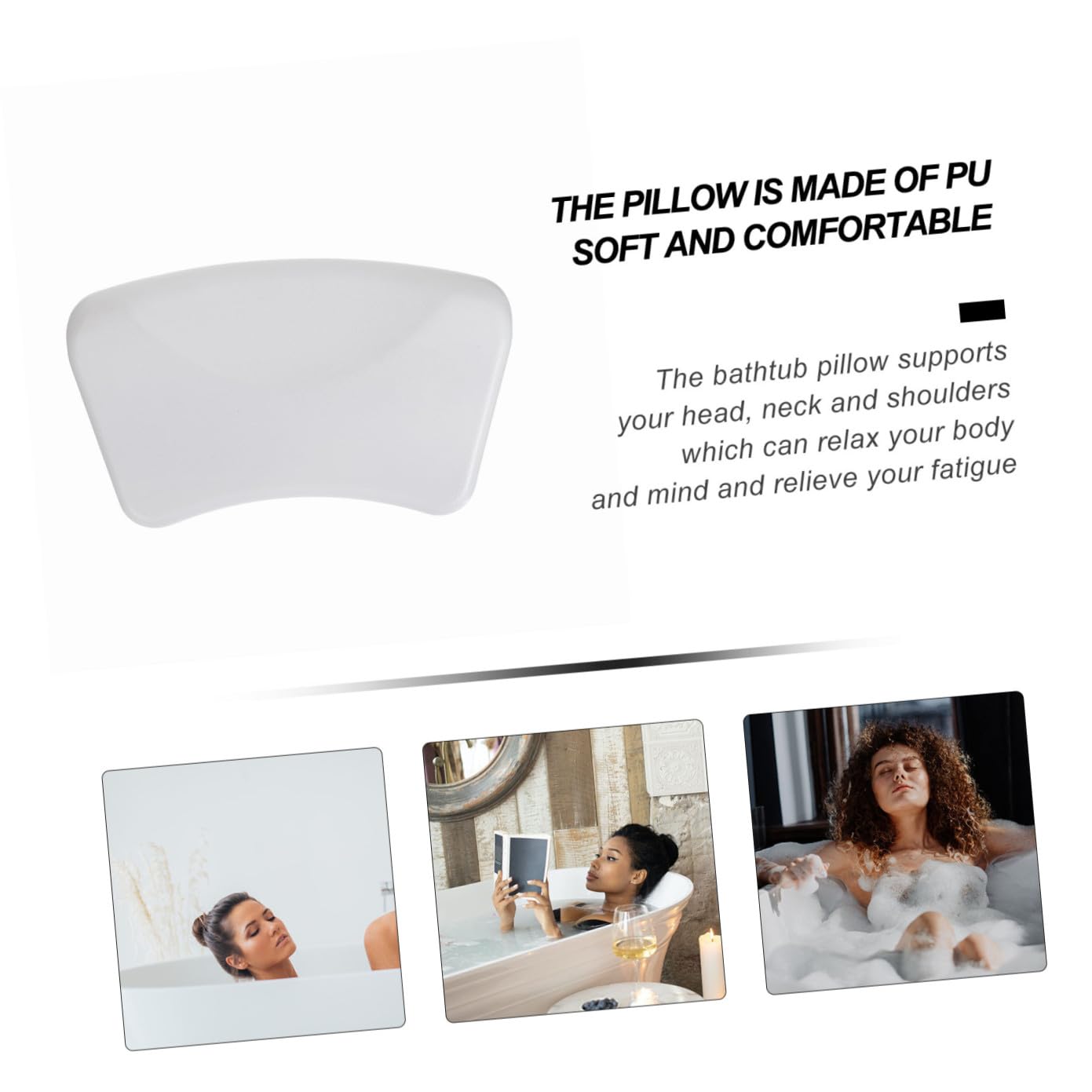 GALPADA Cuscino da Vasca da Bagno in Pu Bianco Ventosa, Resistente e Morbido, Accessorio per Bagno per Famiglie e Saloni di Bellezza