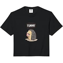 Yummy - Cute Hedgehog Eating ice Cream Cones Comfort Colors Crop Top