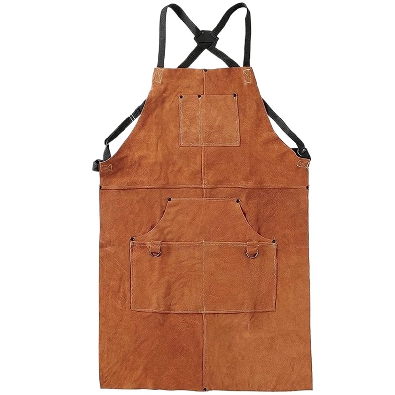 Leder-Werkstattschürze mit 6 Werkzeugtaschen, strapazierfähige Schweißschürze, 61 x 91,4 cm, verstellbar von M bis XXL für Garten, Keramik, Werkstatt