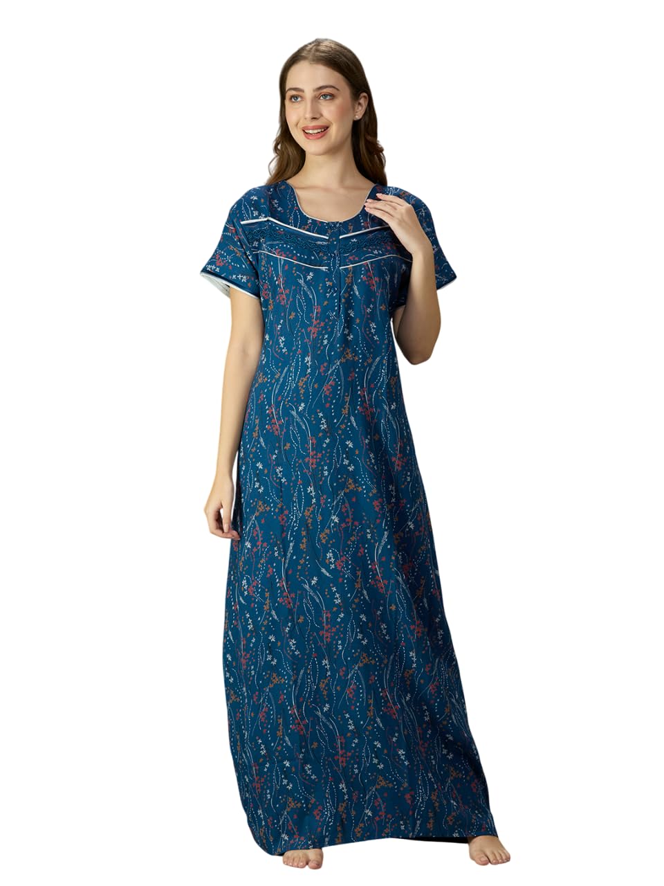 nightspree Floral Printed Maternity Cotton Dress for Women – Comfortable Pregnancy Wear-picture-22