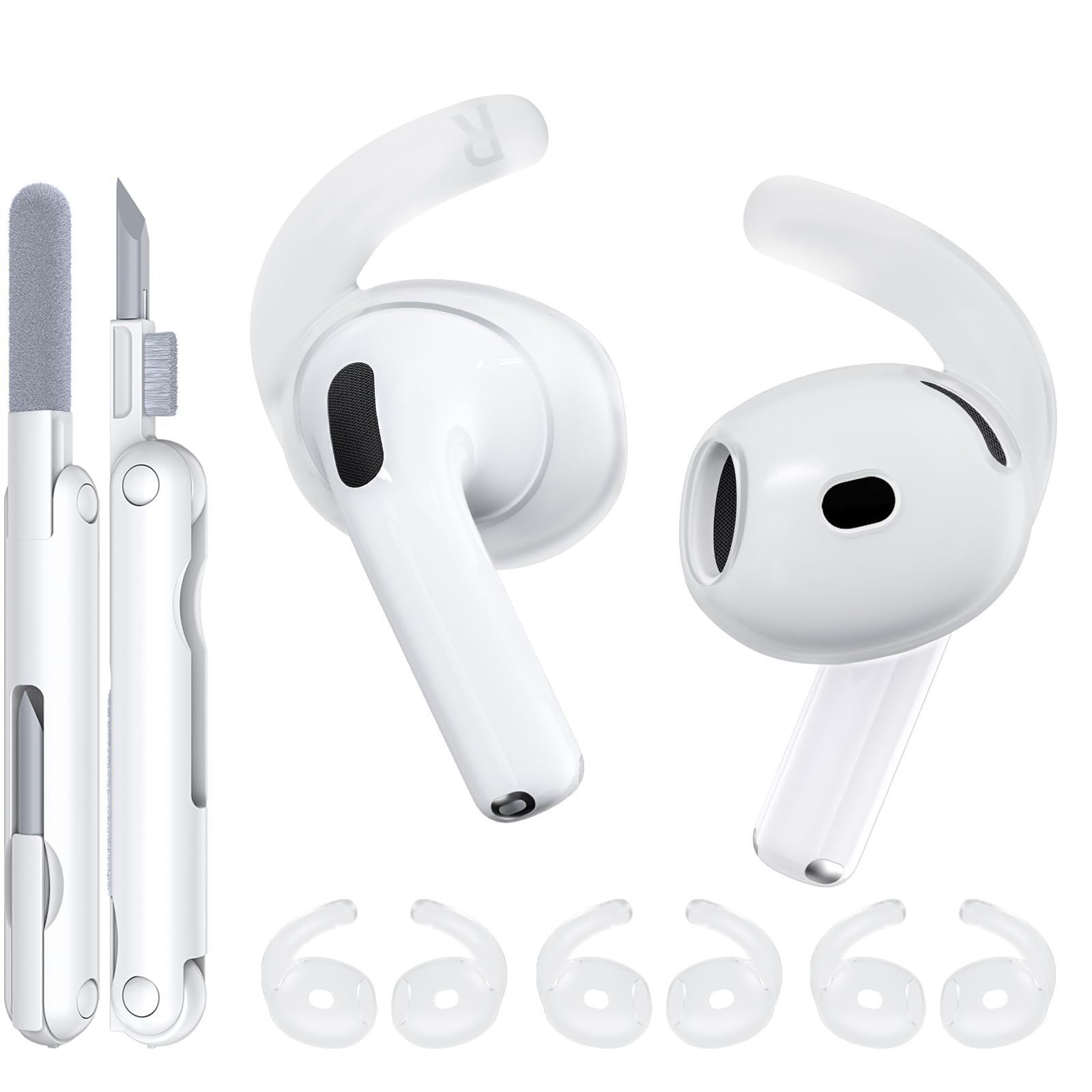 Ear Tips for AirPods 4 TNSNK 4 Paris Anti-Slip Sport Ear Hooks Soft Silicone Ear Grips Compatible with Apple AirPods 4 for Men Women with Cleaning Pen