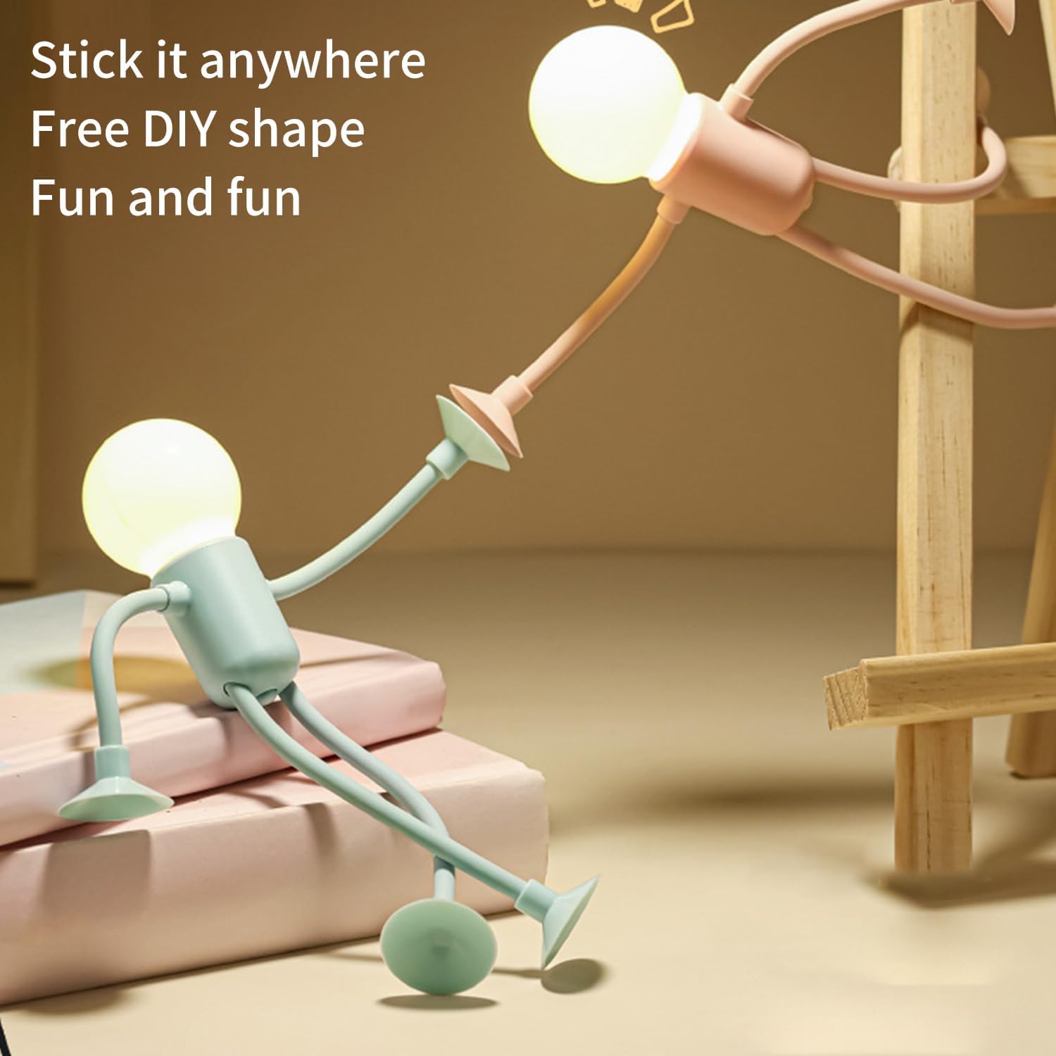 Nachtlicht für Sportler mit variabler Form, Nachtlicht in DIY-Form, Nachtlicht für Kinder, lustiges Nachtlicht für Küche, Flur, Badezimmer, Schlafzimmer mit Saugnapf (4 Stück)