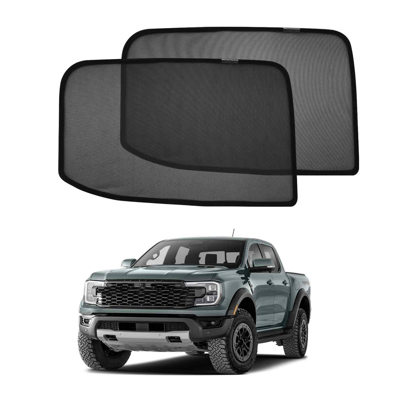 CDEFG Kompatibel mit Ford Ranger T9 2023-2025 2026 Raptor Wildtrak Sonnenschutz Auto Seitenscheibe Autofenster UV-Schutz Magnetisch Sonnenblende Sichtschutz für Kinder&Haustiere Zubehör Heckscheibe
