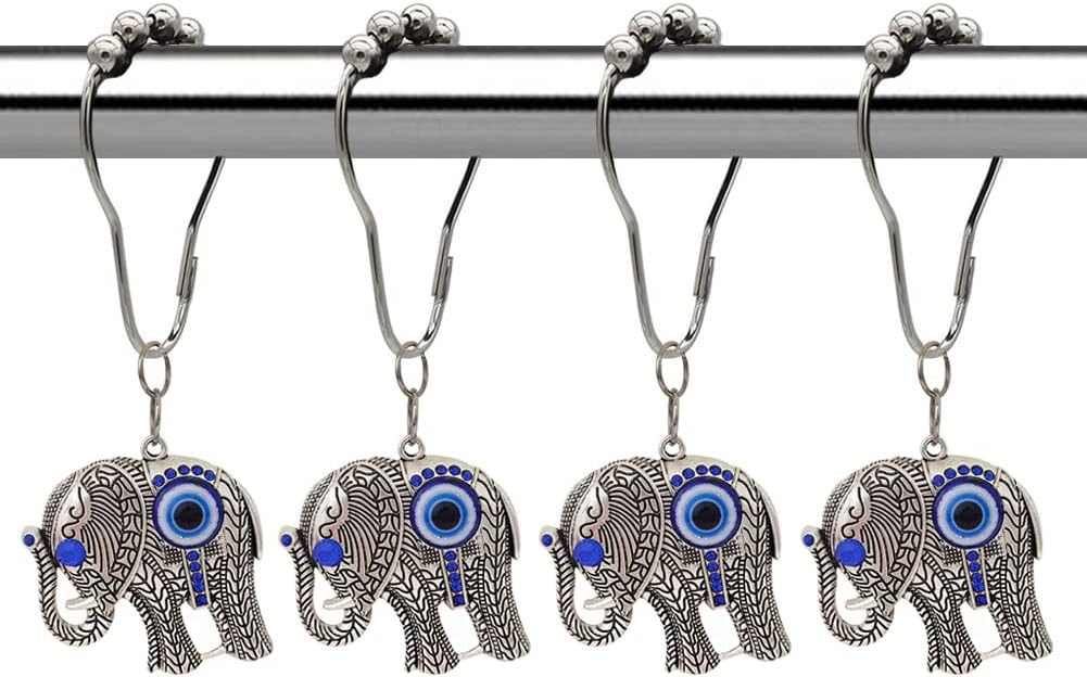Decorative Elephant Shower Curtain Hooks Rings for Bathroom