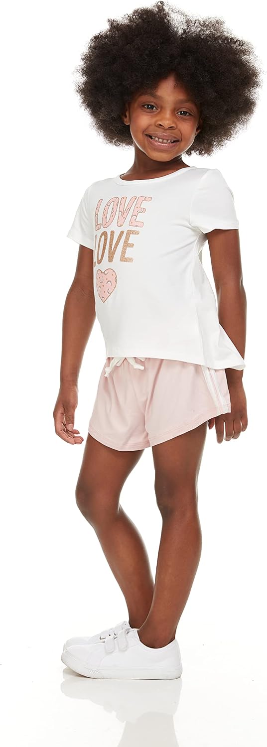BTween Girls 4 Pack Fashion Summer Clothes Set Shorts Tank Top Short Sleeve and Biker Shorts