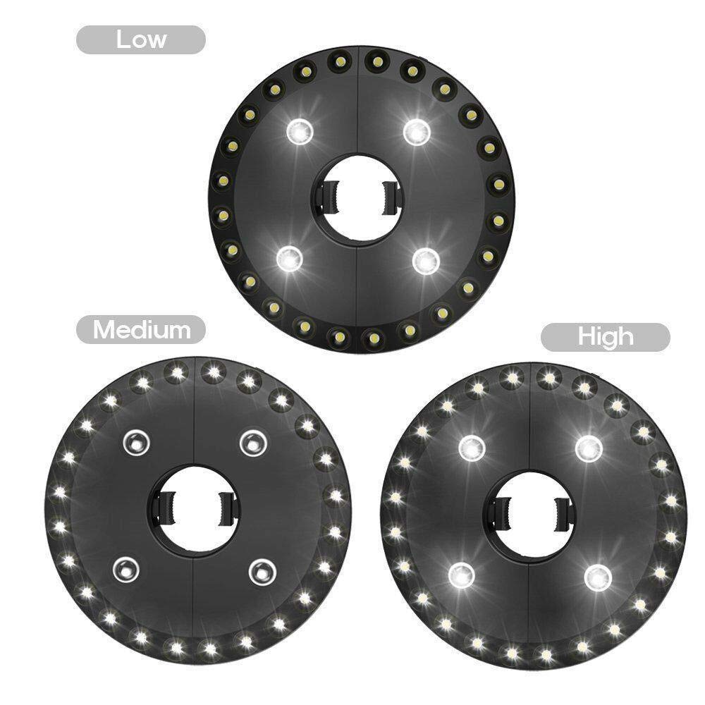 28 lampes de parasol à LED avec trois modes d'éclairage et rechargeables USB adaptées aux tentes de camping et à l'extérieur noir