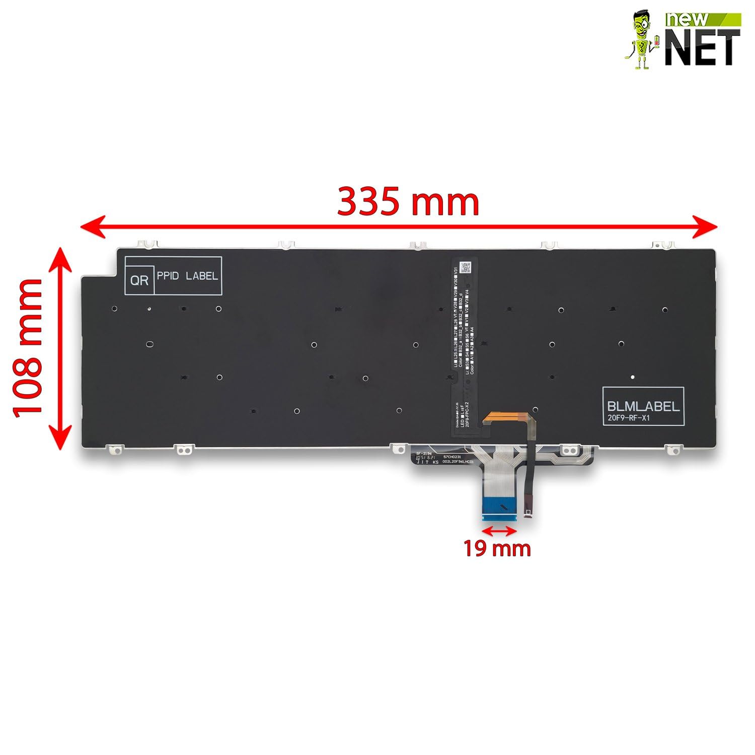 new net - Tastiera Compatibile con dell Latitude 5520, 5521, 5530, 5531, 5540, 3540 [Senza Frame - Colore Tasti Nero - Retroilluminata - Layout ITA]