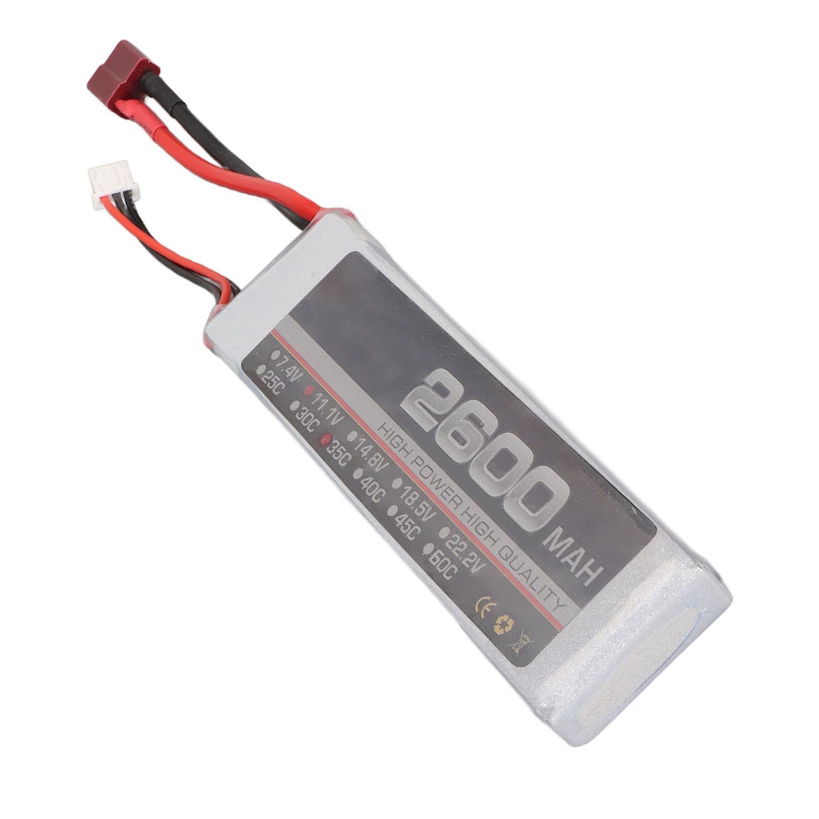 Batteria Lipo Li Polymer RC Lipo da 11,1 V, 35 C, 2600 mAh, per Racing Drone Quadcopter Elicottero, Aeroplano RC Barche RC Modelli (Connettore)
