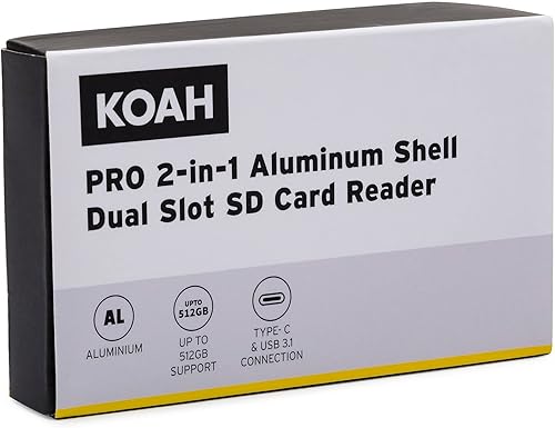 Miniatura 8 de Koah Pro 2 en 1 carcasa de aluminio OTG lector de tarjetas SD de doble ranura y estuche de transporte de almacenamiento de memoria resistente