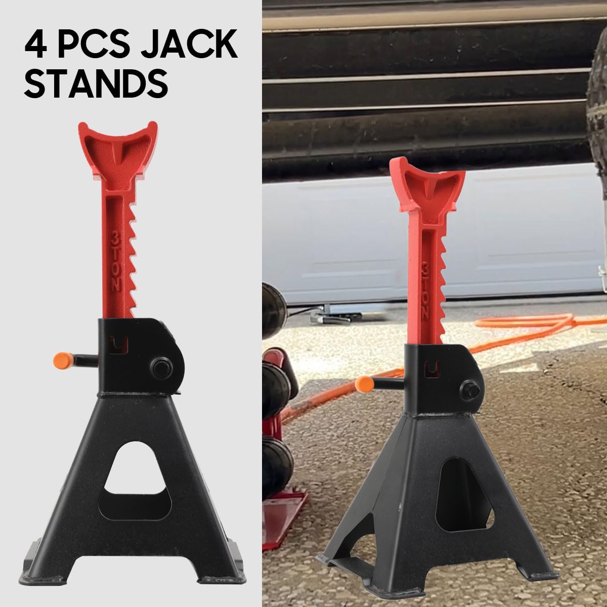 Lot de 4 Chandelles de Stabilisation pour Caravane, Chevalet pour Camping-Car, Réglable en Hauteur 275-415mm, jusquà 3T pour Les Remorques de Caravane et Les Caravanes