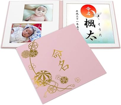 Amazon Co Jp 命名書 台紙 小 赤ちゃん 名前と写真をいれて飾れる まり ピンク 命名 ゴールド箔 L判セット おしゃれ 人気 可愛い かわいい 手作り 飾る 内祝い シンプル 出産祝い 記念品 命名紙 名づけ 命名 祖父母 プレゼント 自分で書く オーダー 子供 名入れ