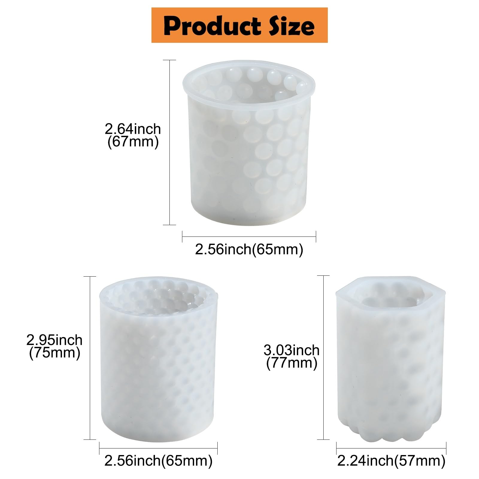 UR URLIFEHALL 3 Pcs 3 Styles Bubble Candle Moulds with Candle Wicks Hexagon Cylinder Silicone Moluds for DIY Candles Soap Aromatherapy Crafts - Image 2