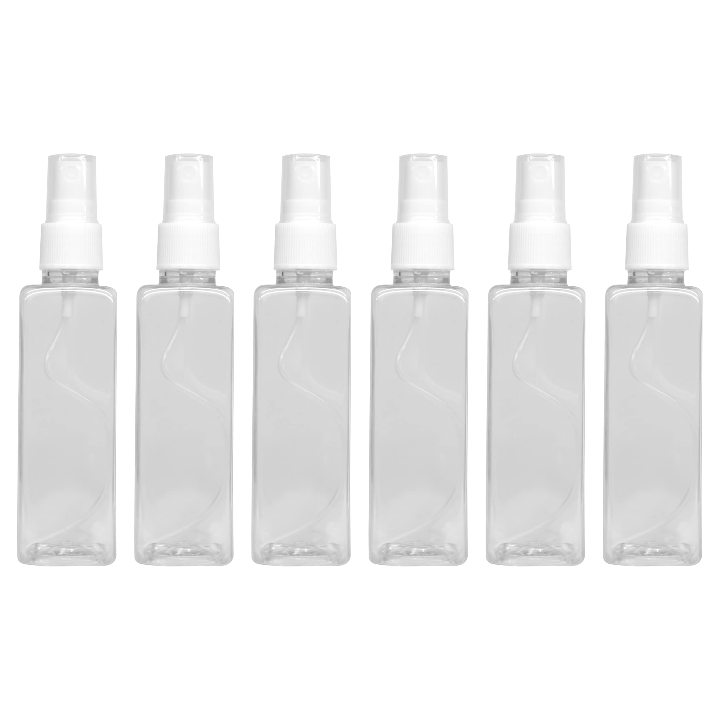 MeeTo Multipurpose Transparent Empty Refillable Reusable Fine Mist Spray Rectangular Bottle for Hairstyling, Perfume, Liquid, Fogging, Room Spray, Portable Hand Wash, Plants, 100ml, Pack of 6-image-27