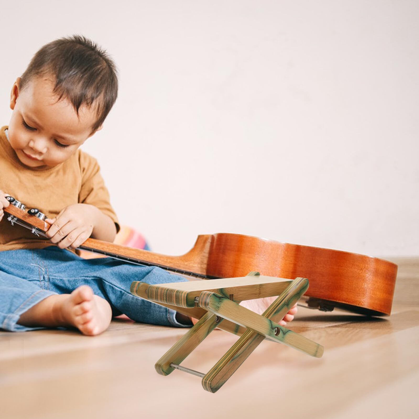 HANABASS Poggiapiedi per Chitarra Pieghevole in Legno, Altezza Regolabile | Verde, per Chitarra ed Erhu, Facile da Trasportare e Riporre, Accessorio per Musicisti