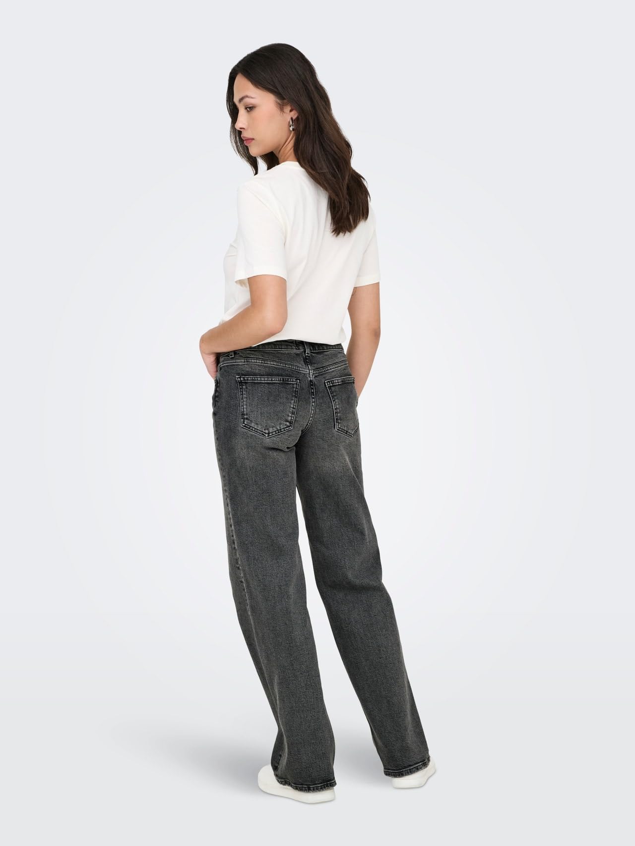 Only Femme Onljuicy LW Wide DNM Dot890 Noos Jean Large, Dark Grey Denim, 27W / 34L EU