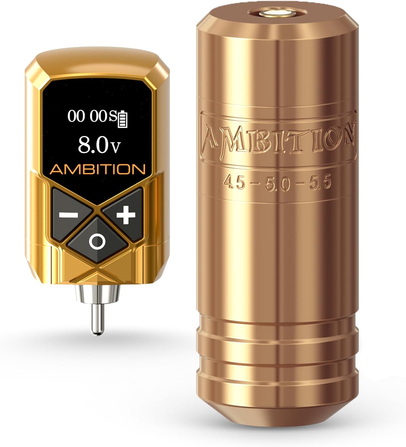 Ambition Torped 36mm Rotary Tattoo Pen Machine Kit, 5.5mm Stroke Brushless Motor Tattoo Gun with 1pc 2400mAh Kuark Battery Wireless Tattoo Power Supply Kit for Professional Tattoo Artists(Gold)