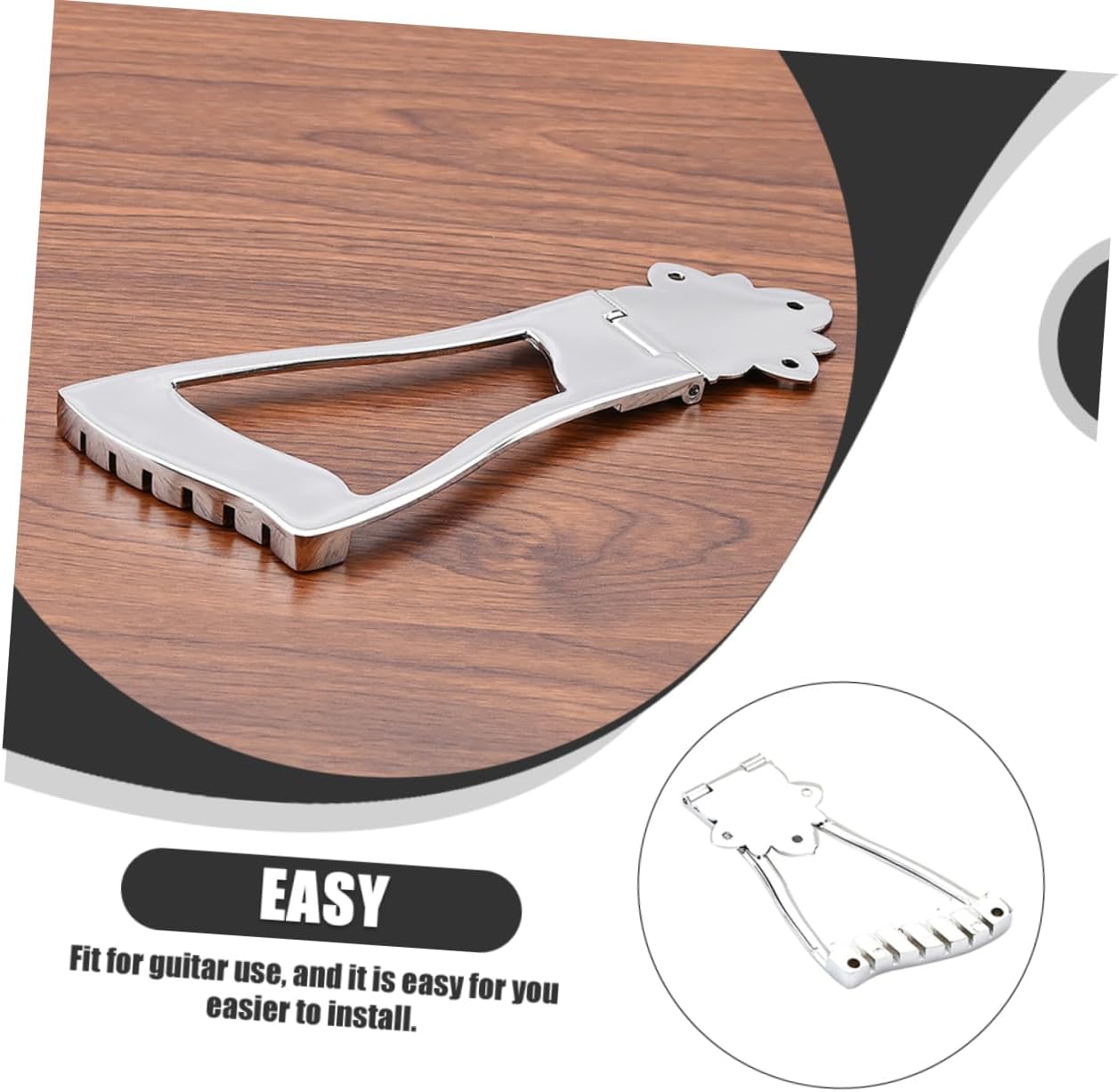 YARNOW GA418A Chrome Metal Guitar Tailpiece Bridge for 6-String Acoustic and Electric Guitars Adjustable Saddle Low Profile Design