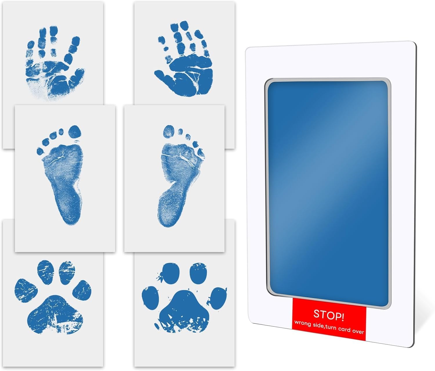 TATUNER Baby Hand and Footprint Kit Inkless - Mess Free Ink Pad, Paw Print Kit for Dogs and Cats, Safe Clean Touch Ink Pads for Newborn Handprints (Lake Blue, 0-6 Months) (Lake Blue, 0-6 Months)