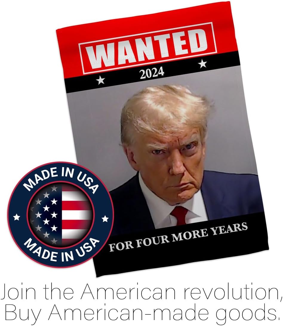 Trump Flag Trump Mug Shot Wanted Reward Poster 2024 Making America Again Home Banner Wall Art Patio Lawn Room Decor Outdoor Tapestry Yard Sign, MAGA Gifts for Him Made in USA