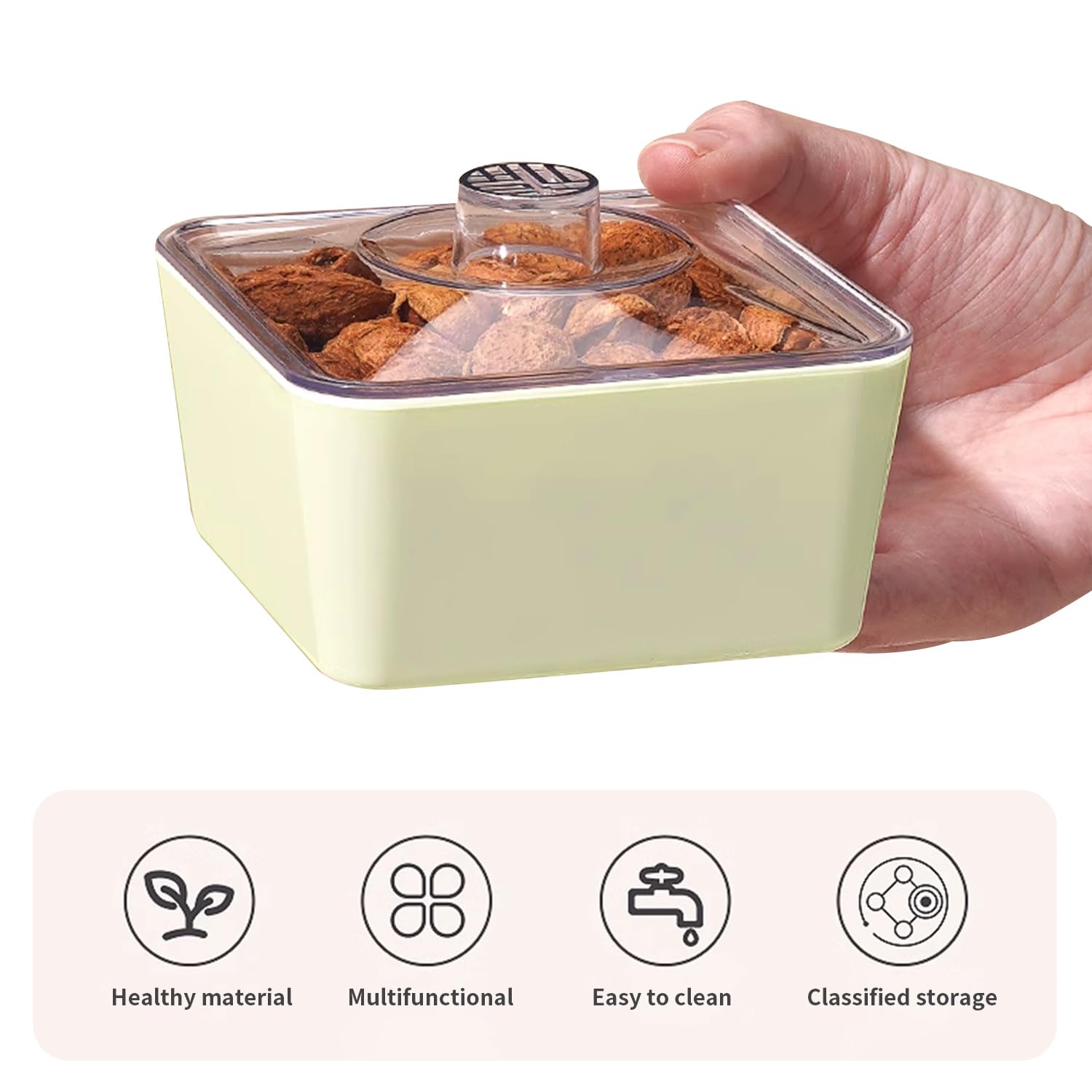 Set Ciotoline Portasnack Con Coperchio - 2 Scomparti Separati, Vassoio Con Manico, Per Noci, Frutta Secca E Caramelle - Foto 3