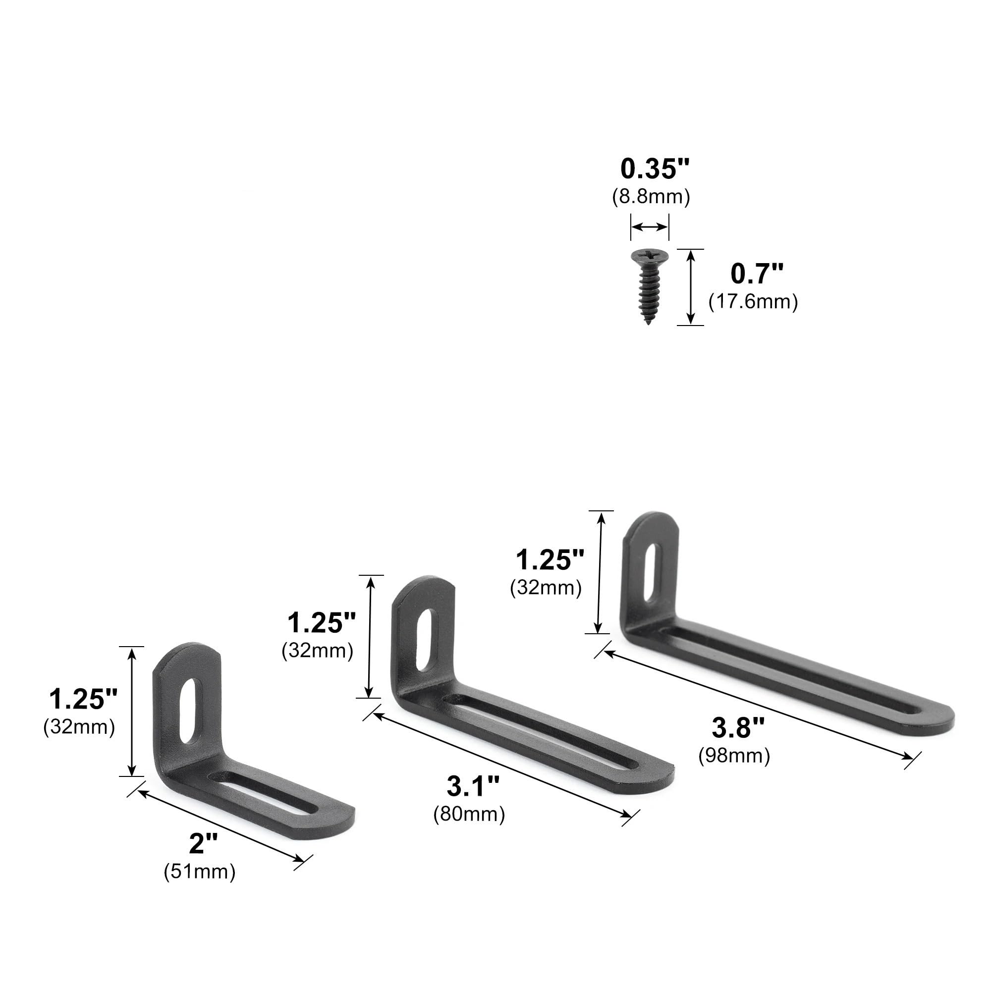 Staffa angolare regolabile in acciaio inossidabile da 10 pezzi in metallo resistente a forma di L 90 gradi for mobili con scaffali in legno Per Mobili, Scaffali, Sedie In Legno(Black 98mm)