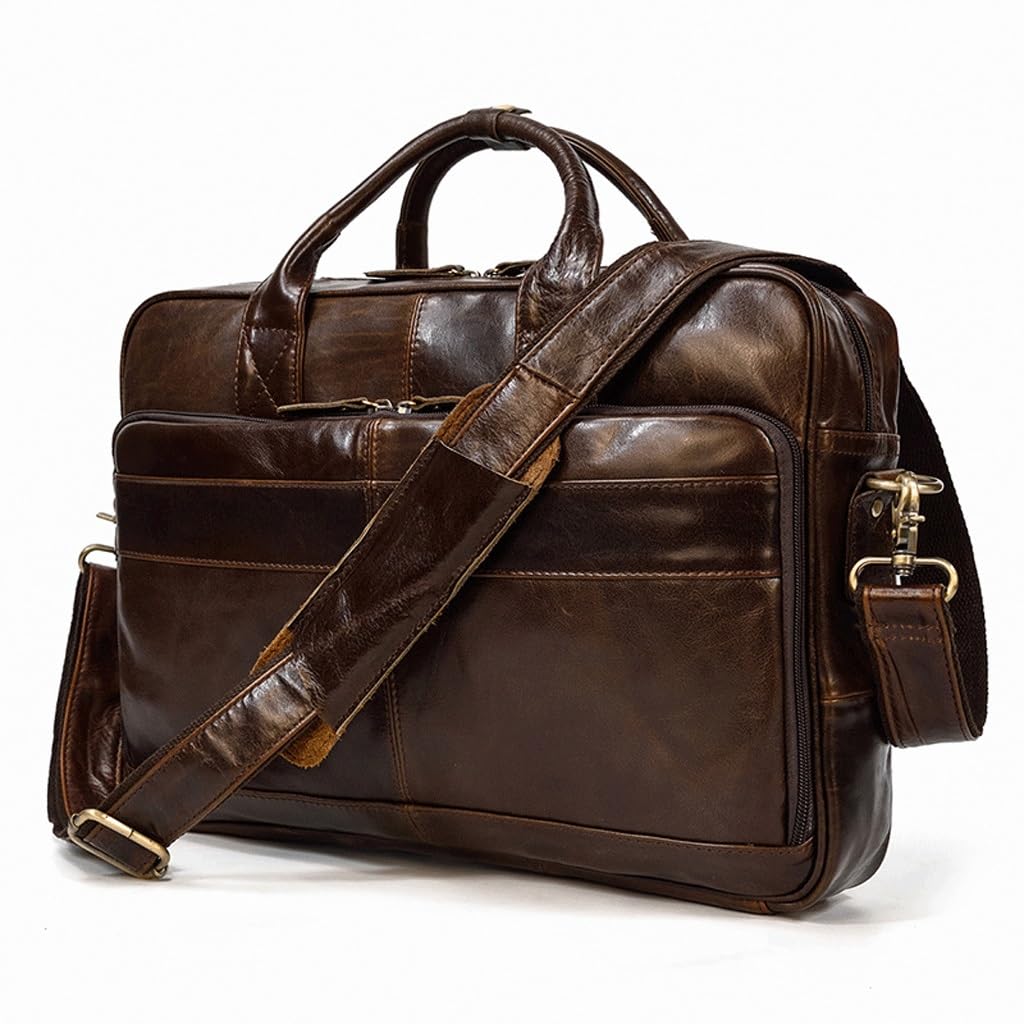 Porte-documents en cuir rétro sac business haut de gamme en vachette marron