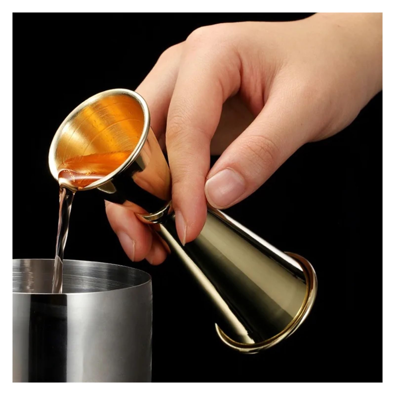 Doseur Cocktail Verre doseur en Acier Inoxydable de 15 à 60 ML, Shaker à Cocktail, doseur à spiritueux, Outils de Bar et de Cuisine(Gold 30 60ml)