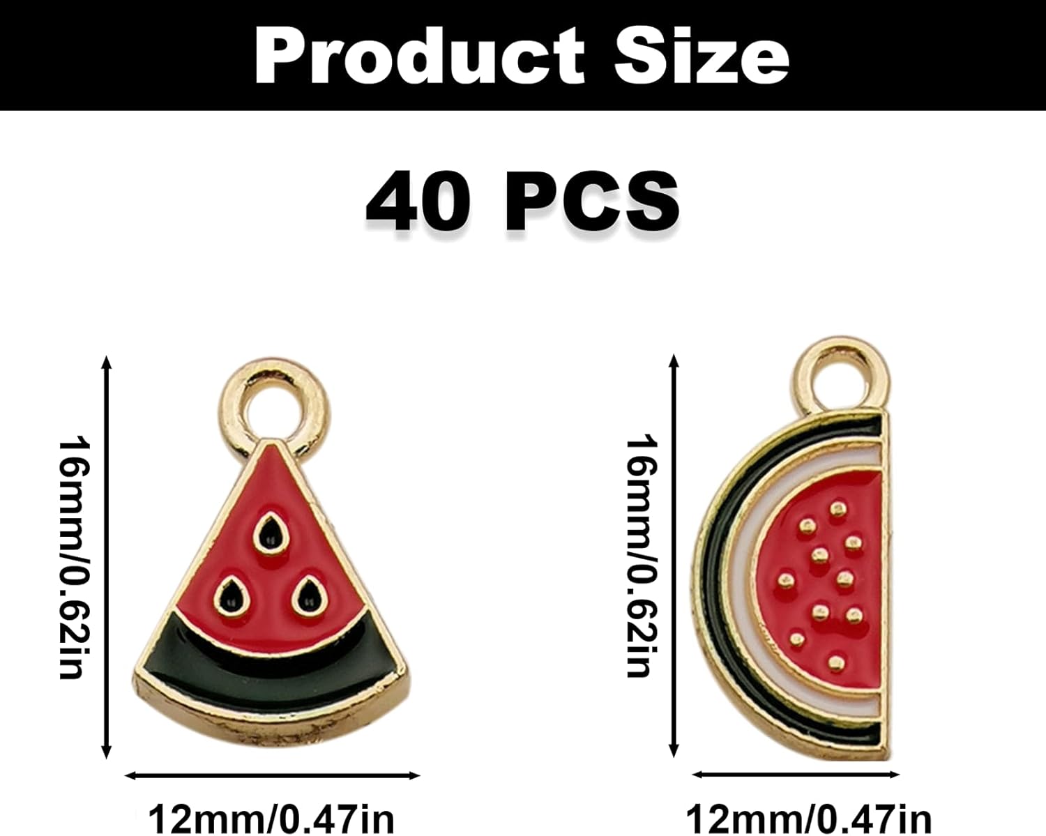 100PCS Red Cherry Alloy Charms, Cute Food Enamel Pendants, Gold Enamel Charms, Mini Fruit Dangle for Necklace Bracelet Earrings Jewelry Making DIY Crafts - Image 2
